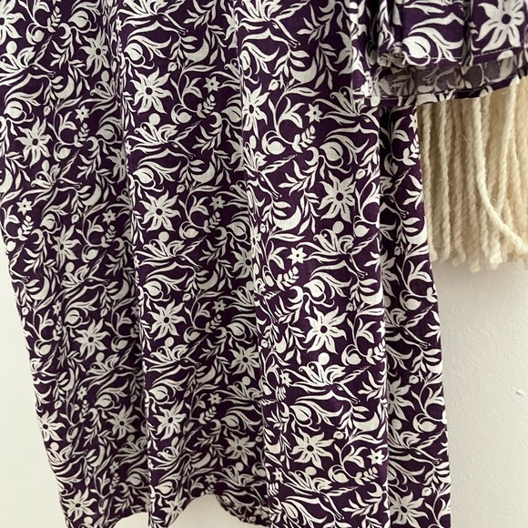Maje Purple and White Floral Print Bishop Sleeve Sundress - Picture 6 of 14